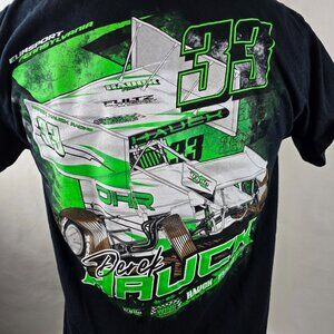 Derek Hauck Racing T Shirt Mens Medium Black Green Dirt Track Sprint Car Graphic